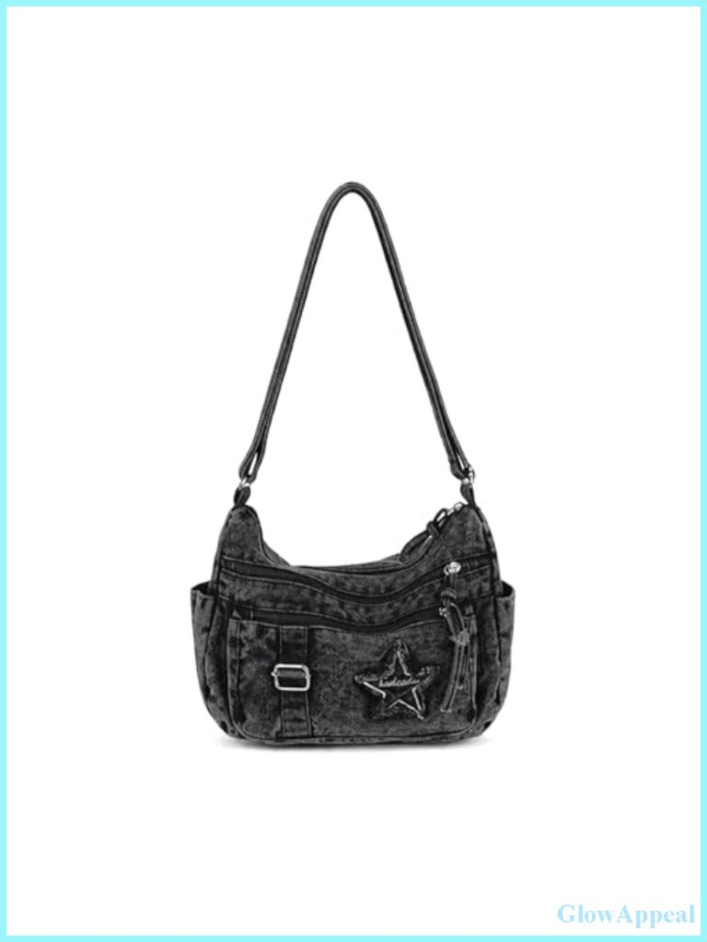 Washed Denim Crossbody Bag Vintage Jean Shoulder Purse Canvas Satchel Hobo
